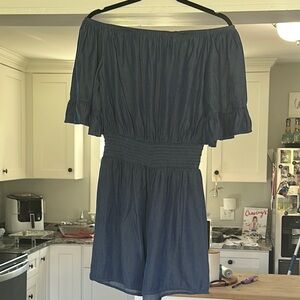 Off-Shoulder Blue Romper